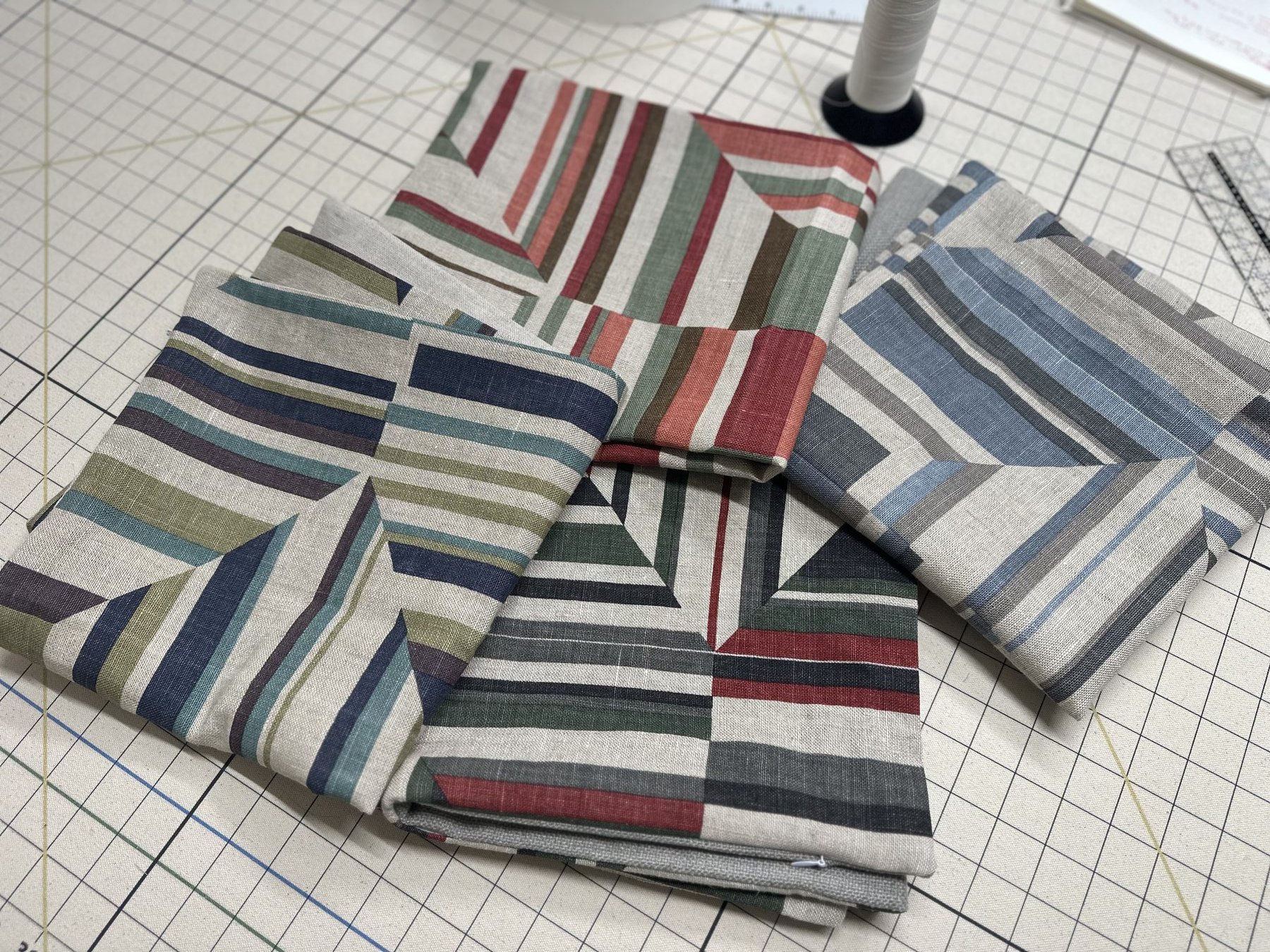 Custom pillows folded on the cutting table