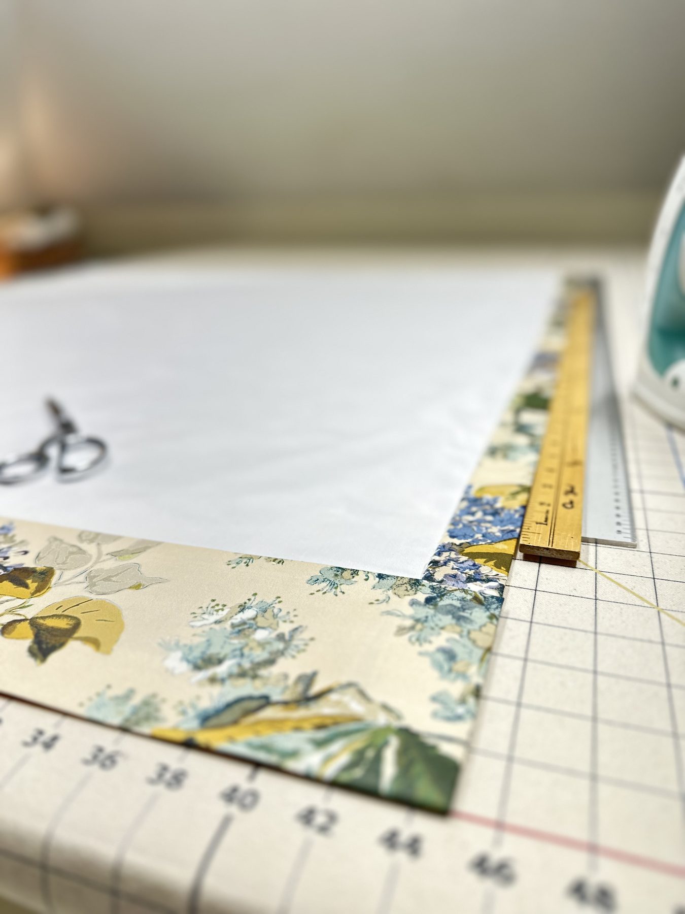 Drapery lining on the workroom table